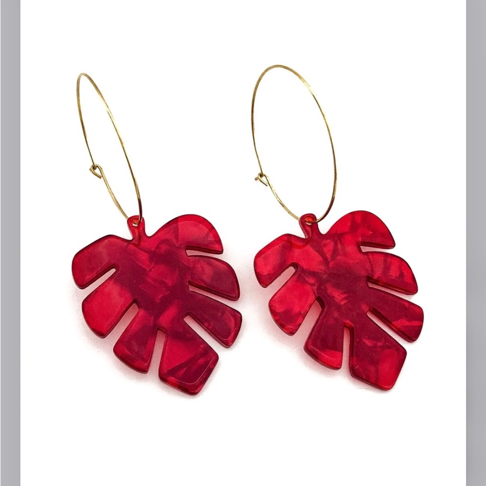 Beljoy Emilia Lucite Earrings in Ruby NWT